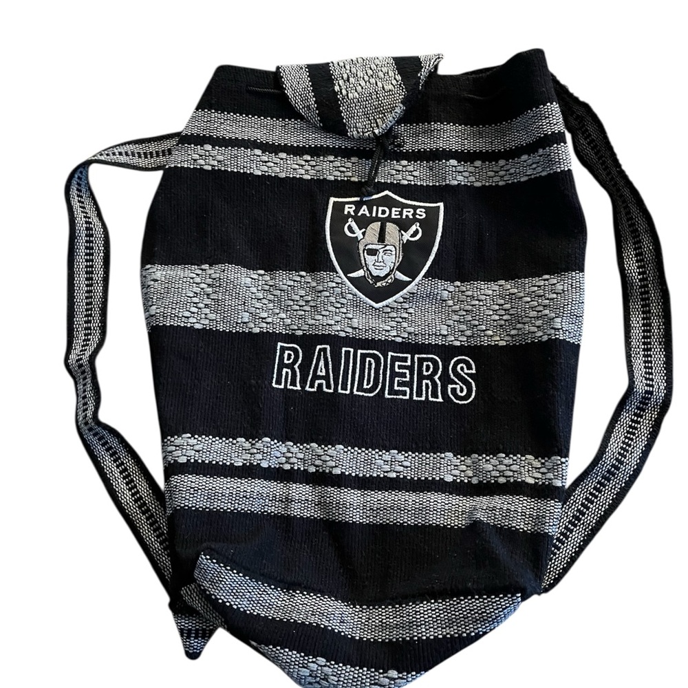 Raiders Black and Gray Striped Backpack